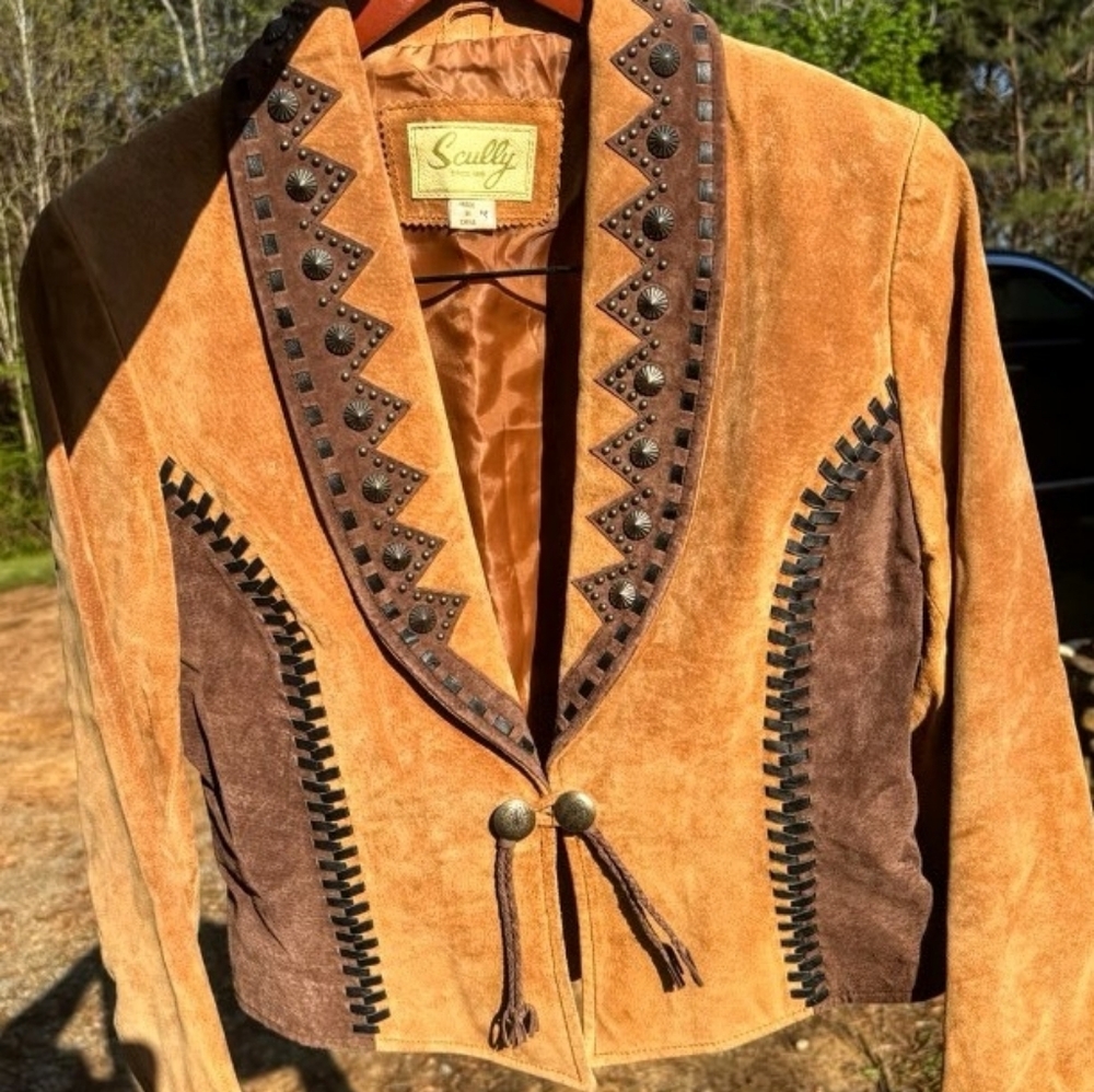 Women's Suede Blazer With Leather Embellishments